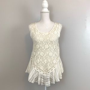 Free People Sheer Lace Tank Blouse